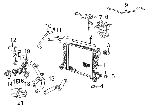 2002 Ford Thunderbird Radiator & Components Reservoir Diagram for 5W4Z-8A080-AA