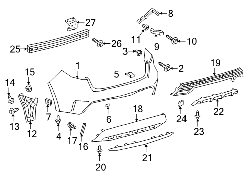 2022 Toyota Corolla Bumper & Components - Rear Spacer, Rear Bumper Mounting Diagram for 52188-33040