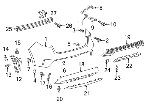 2022 Toyota Corolla Bumper & Components - Rear Bumper Cover Diagram for 52159-0X927