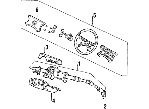 1989 Acura Legend Steering Column, Steering Wheel & Trim Lock Assembly, Steering Diagram for 35100-SD4-A12