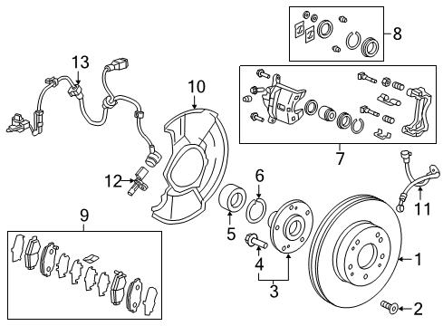 2019 Honda Civic Front Brakes Circlip, Special Inner (86MM) Diagram for 90681-T4N-H00