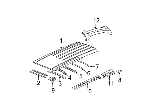 2003 GMC Envoy XL Roof & Components Panel, Roof Front Header Diagram for 15243576