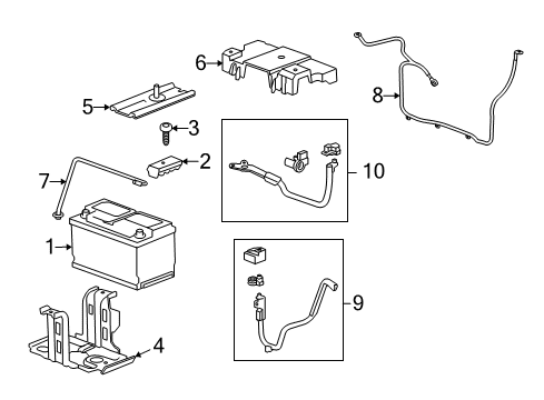 2014 Chevrolet Camaro Battery Battery Hold Down Diagram for 23140893