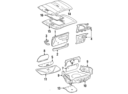 1993 Toyota Celica Interior Trim Pillar Trim Diagram for 62212-20190-02