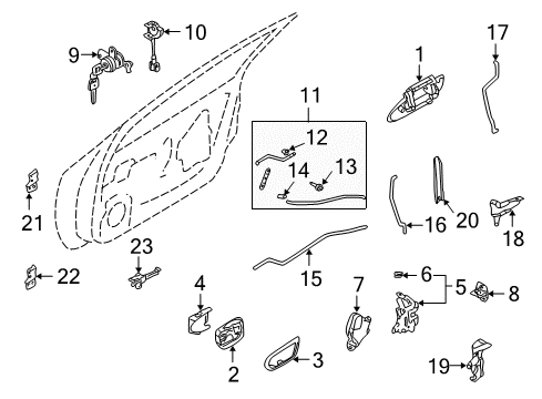 2003 Nissan Maxima Front Door Rear Interior Door Handle Assembly, Left Diagram for 80671-3Y110