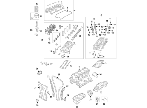 2019 Jeep Renegade Engine Parts, Mounts, Cylinder Head & Valves, Camshaft & Timing, Variable Valve Timing, Oil Cooler, Oil Pan, Balance Shafts, Crankshaft & Bearings, Pistons, Rings & Bearings Timing Case Cover Diagram for 68519305AA