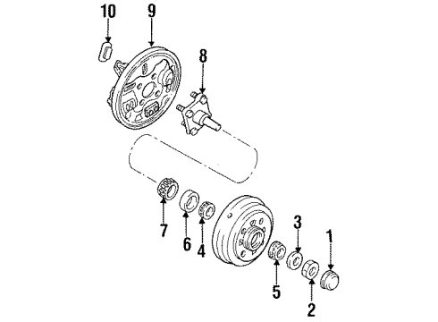 1995 Ford Aspire Rear Brakes Drum Diagram for YS1Z-1V126-AA