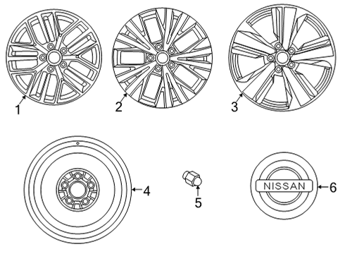 2021 Nissan Rogue Wheels Ornament-Disc Wheel Diagram for 40342-6HL6A