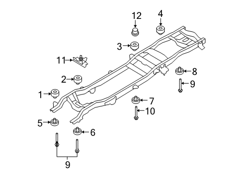 2008 Ford F-350 Super Duty Frame & Components Rear Insulator Diagram for 7C3Z-1000154-LB