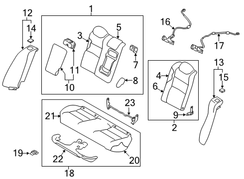 2020 Nissan Altima Rear Seat Components BRKT-Rear Seat Diagram for 88955-6CA0A