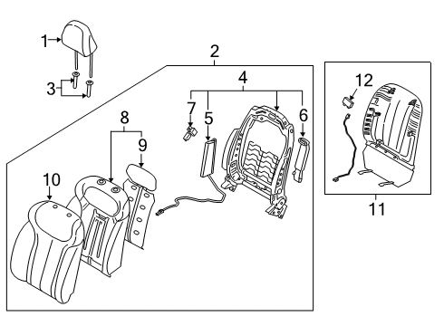 2020 Hyundai Palisade Heated Seats Front Right-Hand Seat Back Covering Assembly Diagram for 88460-S8020-UBR
