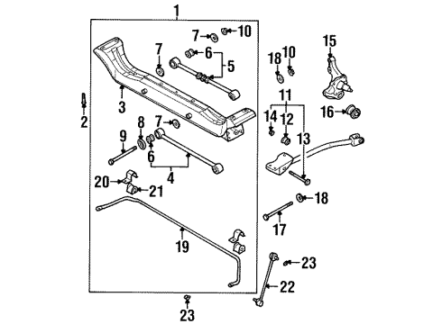 2000 Daewoo Leganza Rear Suspension Components, Stabilizer Bar & Components Stabilizer Link Nut Diagram for 94515390