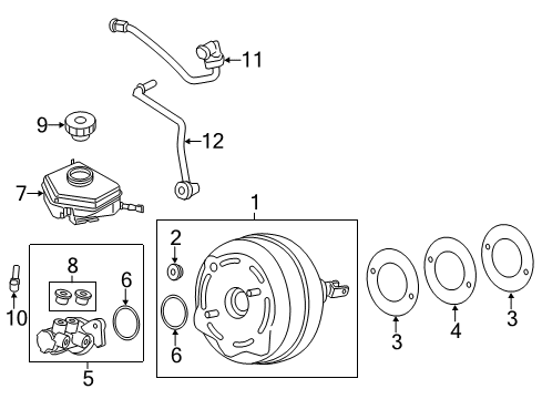 2013 BMW 328i Hydraulic System Brake Booster, Master Cylinder, And Control Unit Diagram for 34336851098