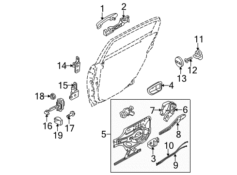 2004 Kia Amanti Rear Door Rear Door Outside Handle Assembly, Left Diagram for 836503F001