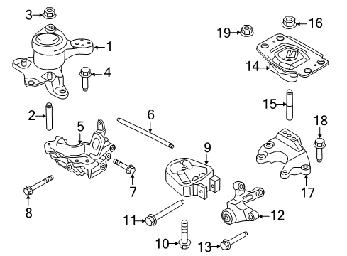 2013 Ford Fusion Engine & Trans Mounting Upper Mount Diagram for BG9Z-6068-A