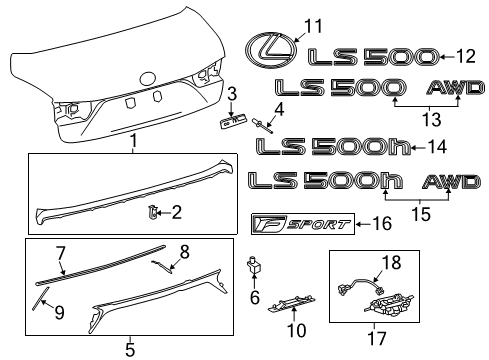 2020 Lexus LS500h Parking Aid Symbol Emblem Diagram for 90975-02114