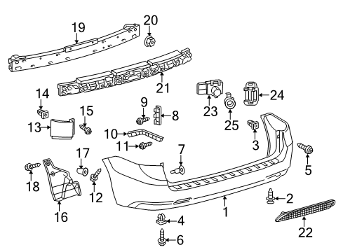 2018 Toyota Sienna Rear Bumper Park Sensor Diagram for 89341-08010-C0