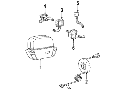 1996 Chevrolet Corsica Air Bag Components Brace-Inflator Restraint Front End Sheet Metal Sensor Bracket Diagram for 22588837