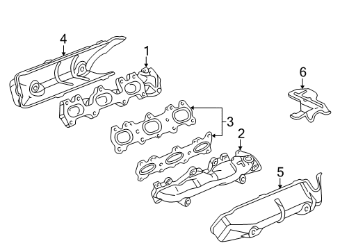 2002 Acura RL Exhaust Manifold Manifold Assembly, Driver Side Exhaust Diagram for 18110-P5A-000