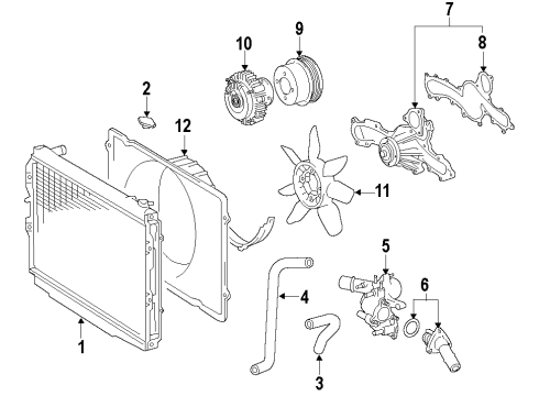2009 Toyota FJ Cruiser Cooling System, Radiator, Water Pump, Cooling Fan Fan Shroud Diagram for 16711-31200