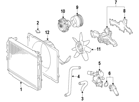 2012 Toyota FJ Cruiser Cooling System, Radiator, Water Pump, Cooling Fan Fan Shroud Diagram for 16711-31510