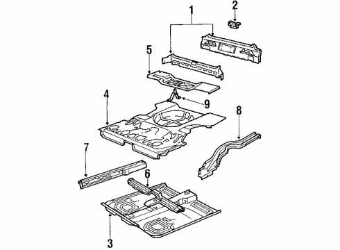 1993 Pontiac LeMans Rear Body EXTENSION, Floor Pan Diagram for 90244798