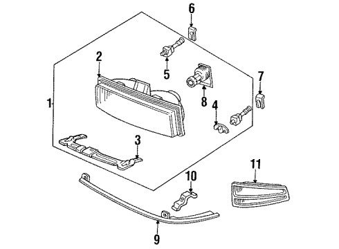 1991 Pontiac Bonneville Headlamps Screw-Nut-Lock-Retainer Asm Diagram for 16509542