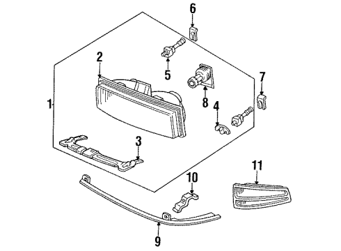 1991 Pontiac Bonneville Headlamps Headlamp Assembly-Light Diagram for 16509657