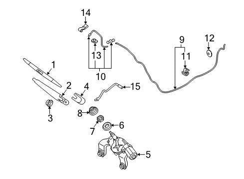 2011 Hyundai Tucson Wiper & Washer Components Cover-Rear Wiper Motor Diagram for 987121H000