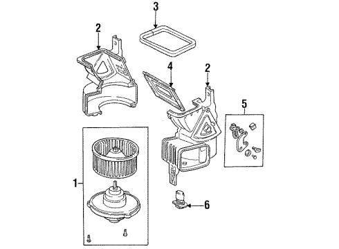 1995 Ford Aspire Blower Motor & Fan Motor Assembly Diagram for F4BZ18527A