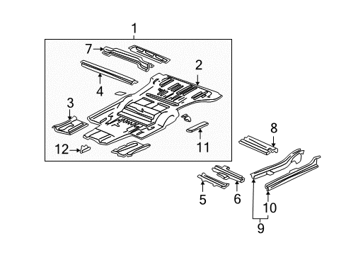 2004 Honda Pilot Pillars, Rocker & Floor - Floor & Rails Plate, Spare Tire Separate Diagram for 65810-S9V-A00ZZ