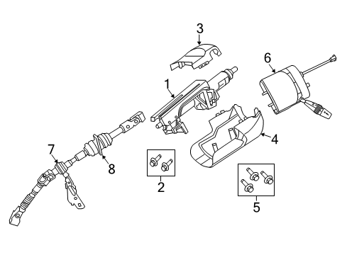 2011 Dodge Durango Steering Column, Steering Wheel & Trim, Shaft & Internal Components, Shroud, Switches & Levers Column-Steering Diagram for 5057982AF