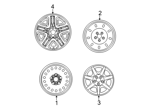 2002 Mercury Sable Wheels Wheel, Alloy Diagram for 2F4Z-1007-AA