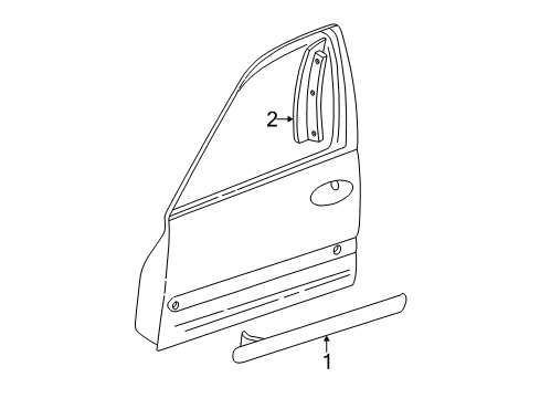 2000 Chevrolet Malibu Exterior Trim - Front Door Applique Asm-Front Side Door Window Frame Rear Diagram for 21995386