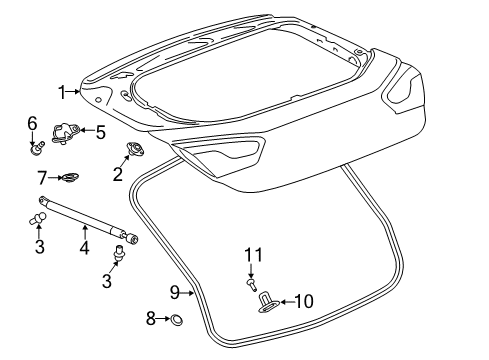 2017 Chevrolet Cruze Lift Gate Strut Diagram for 39094113