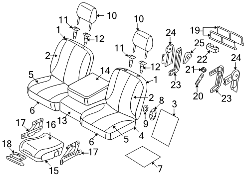 2006 Dodge Ram 2500 Front Seat Components Cover-ARMREST Bin Diagram for 1DP471D5AA