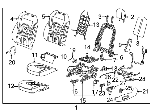 2017 Buick LaCrosse Driver Seat Components Seat Back Cover Diagram for 26219162