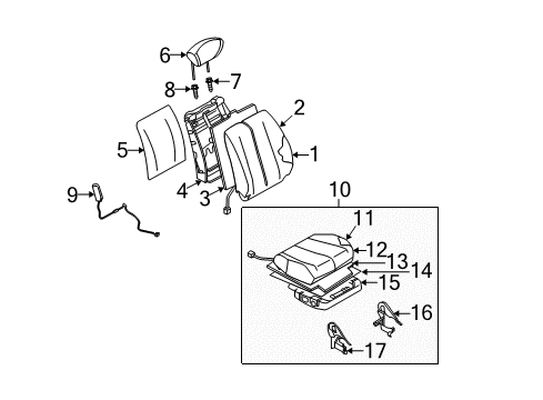 2005 Nissan Murano Front Seat Components Cushion Assy-Front Seat Diagram for 87300-CB61B