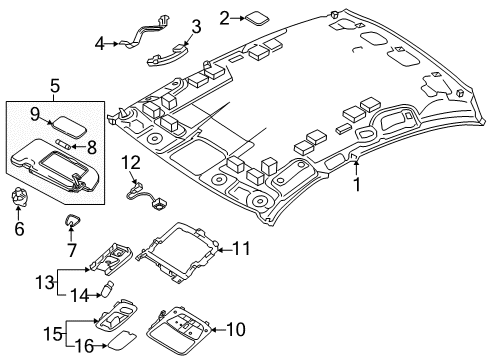 2021 INFINITI Q50 Interior Trim - Roof Map Lamp Assy Diagram for 26430-6HN0B