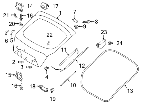 2019 Kia Stinger Gate & Hardware Tail Gate Latch Assembly Diagram for 81230J5000