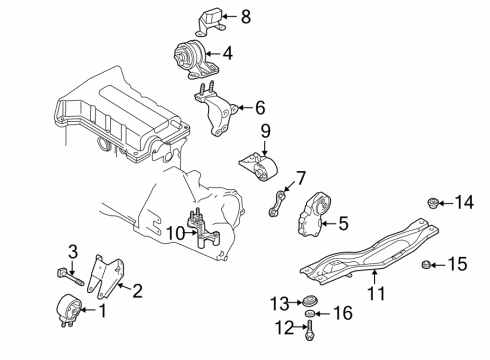 2000 Kia Spectra Engine & Trans Mounting Bracket-Engine Mounting Diagram for 0K2A539090