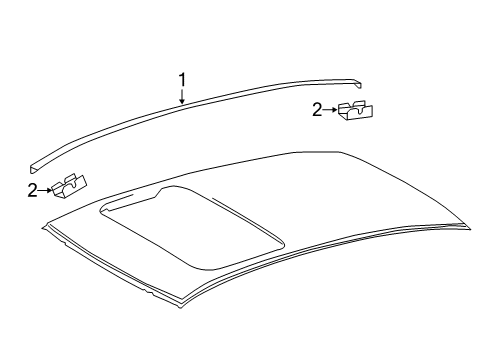 2018 Lexus GS350 Exterior Trim - Roof MOULDING, Roof Drip Diagram for 75555-30121-A1
