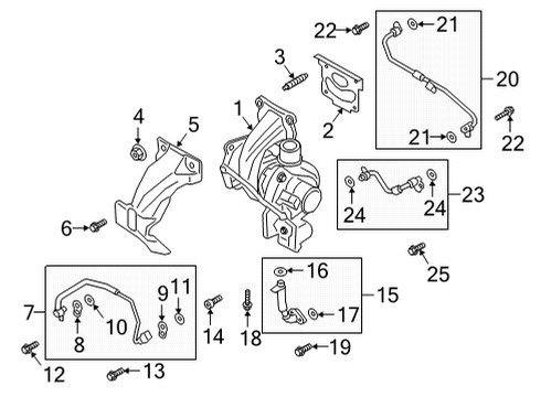 2021 Ford Bronco Sport Turbocharger Turbocharger Gasket Diagram for JA6Z-9450-A