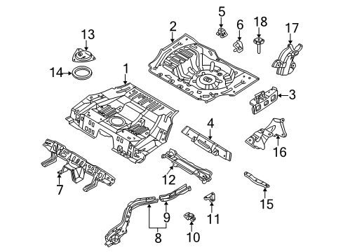 2002 Nissan Maxima Rear Body - Floor & Rails Floor-Rear, Rear Diagram for 74514-4Y930