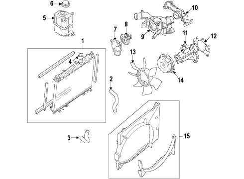 2011 Infiniti QX56 Cooling System, Radiator, Water Pump, Cooling Fan Housing - THERMOSTAT Diagram for 11061-1LA0A