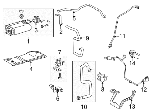 2015 Toyota Highlander Emission Components Protector, Charcoal Canister Diagram for 77765-0E010