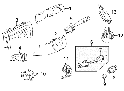 2011 Chevrolet Caprice Keyless Entry Components Lower Column Cover Diagram for 92227205