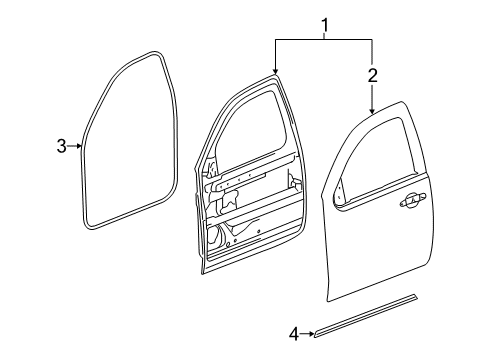 2011 Chevrolet Silverado 1500 Front Door Lower Weatherstrip Diagram for 20835968