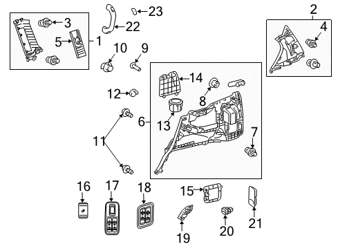 2020 Lexus GX460 Interior Trim - Quarter Panels Switch Assembly, Fold Se Diagram for 84190-60130-C0