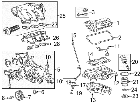 2016 Lexus ES350 Engine Parts, Mounts, Cylinder Head & Valves, Camshaft & Timing, Oil Pan, Oil Pump, Crankshaft & Bearings, Pistons, Rings & Bearings, Variable Valve Timing Tank Assy, Intake Air Surge Diagram for 17190-31200